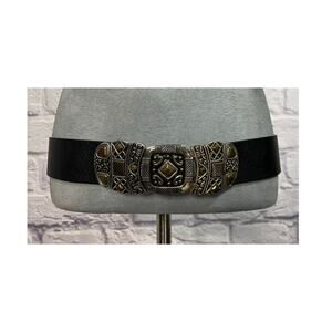 Chico's Leather Avant Garde/Boho Leather Belt with Medallion Buckle